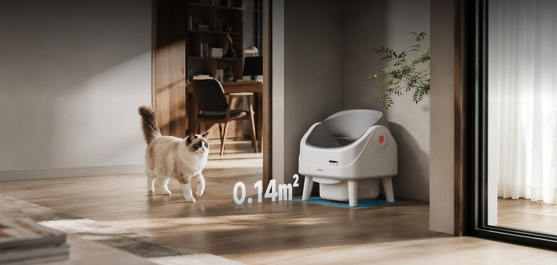 MOVA LB10 Air Self-Cleaning Litter Box Fits Your Space, Tucks into Corners