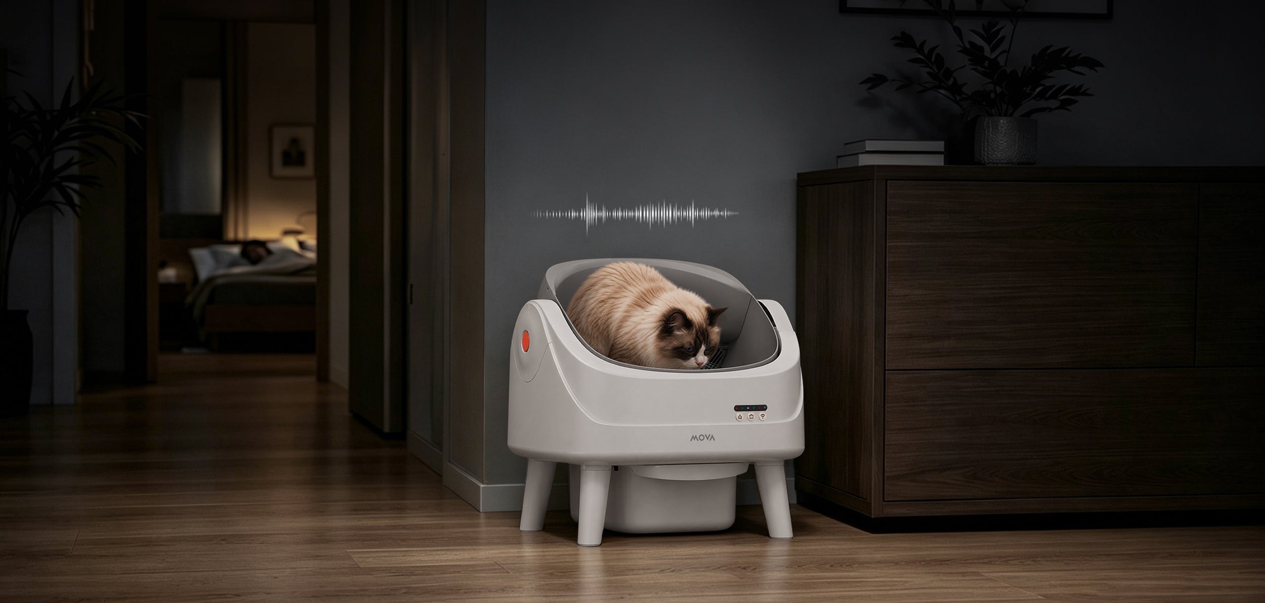 MOVA LB10 Air Self-Cleaning Litter Box They Dig at Night. You Sleep Right Through.