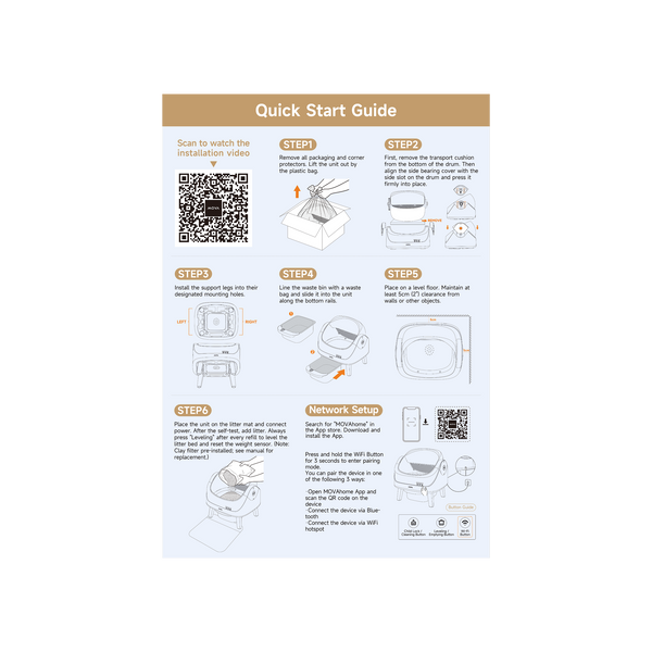 MOVA LB10 Air Self-Cleaning Litter Box Quick Start Guide 1x