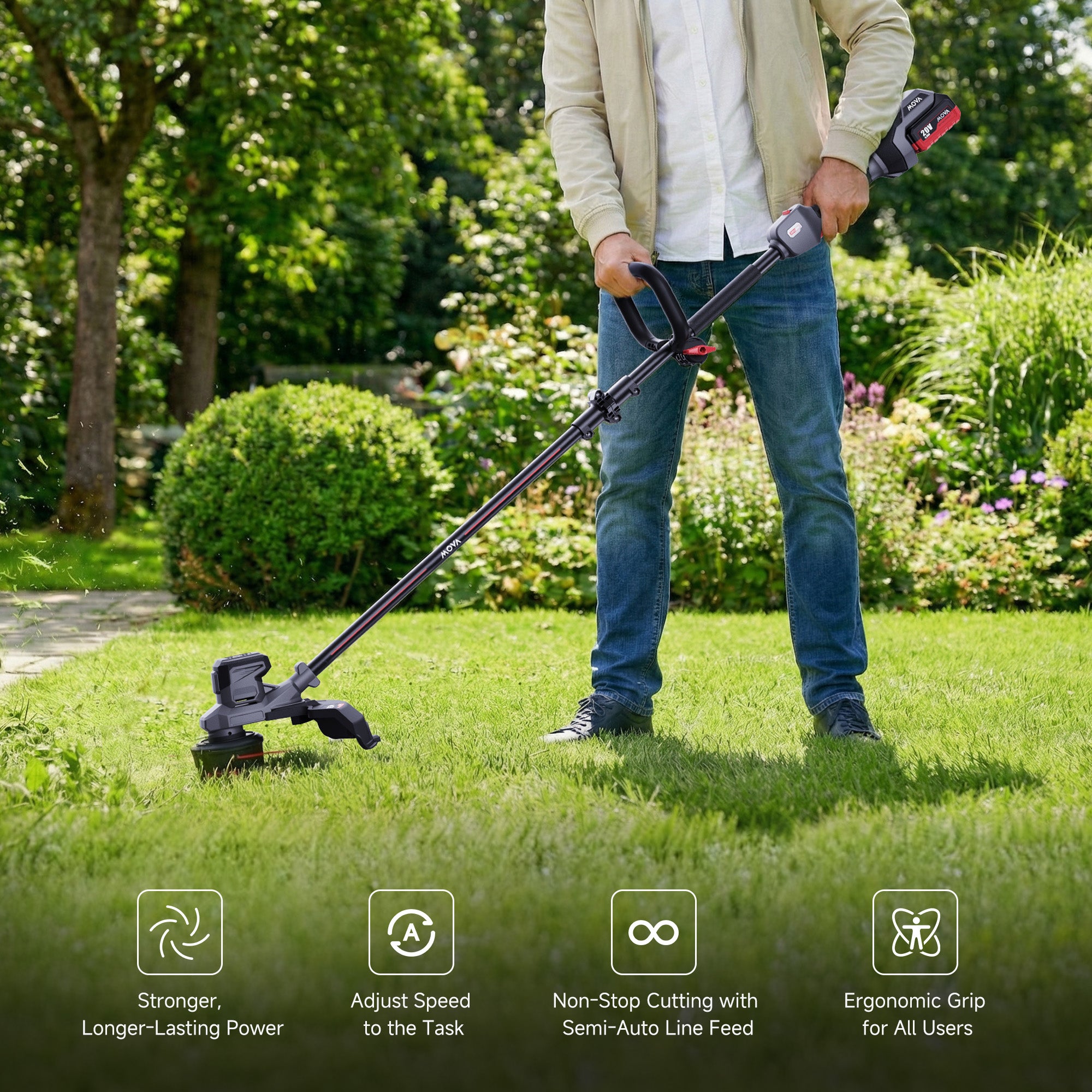 MOVA GT215 Cordless String Trimmer – Easy Lawn Edging | MOVA