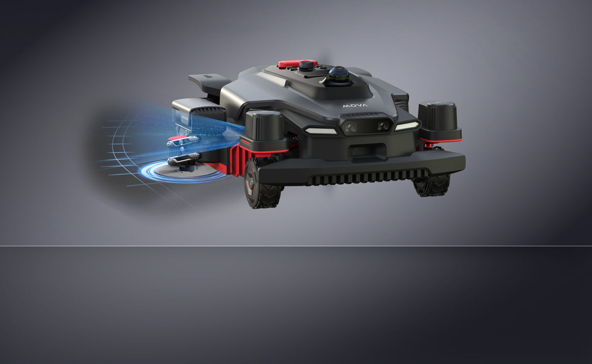 UltraTrim™ 4.0 - Adaptive robotic arm extends, retracts, and adjusts height for 0cm edge-gap coverage and vertical edging in one pass.