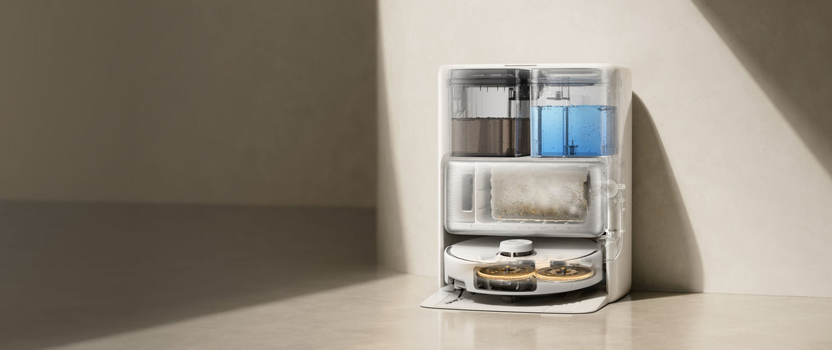 MOVA P70 Pro Ultra hands-free base station with auto-empty, mop washing and hot air drying