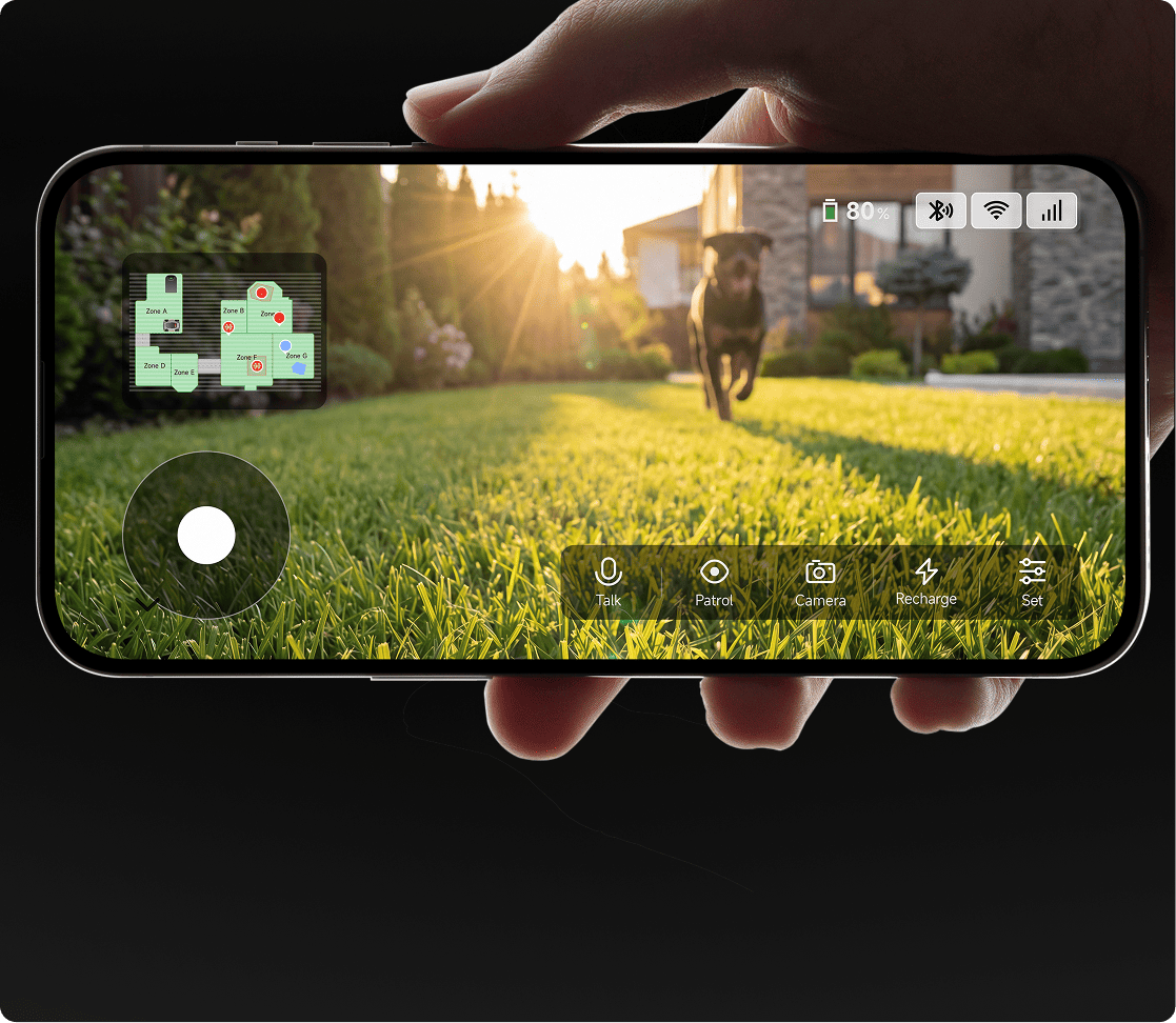 Live Video Tracking - AI Dual-Vision keeps a continuous 
eye on your yard.